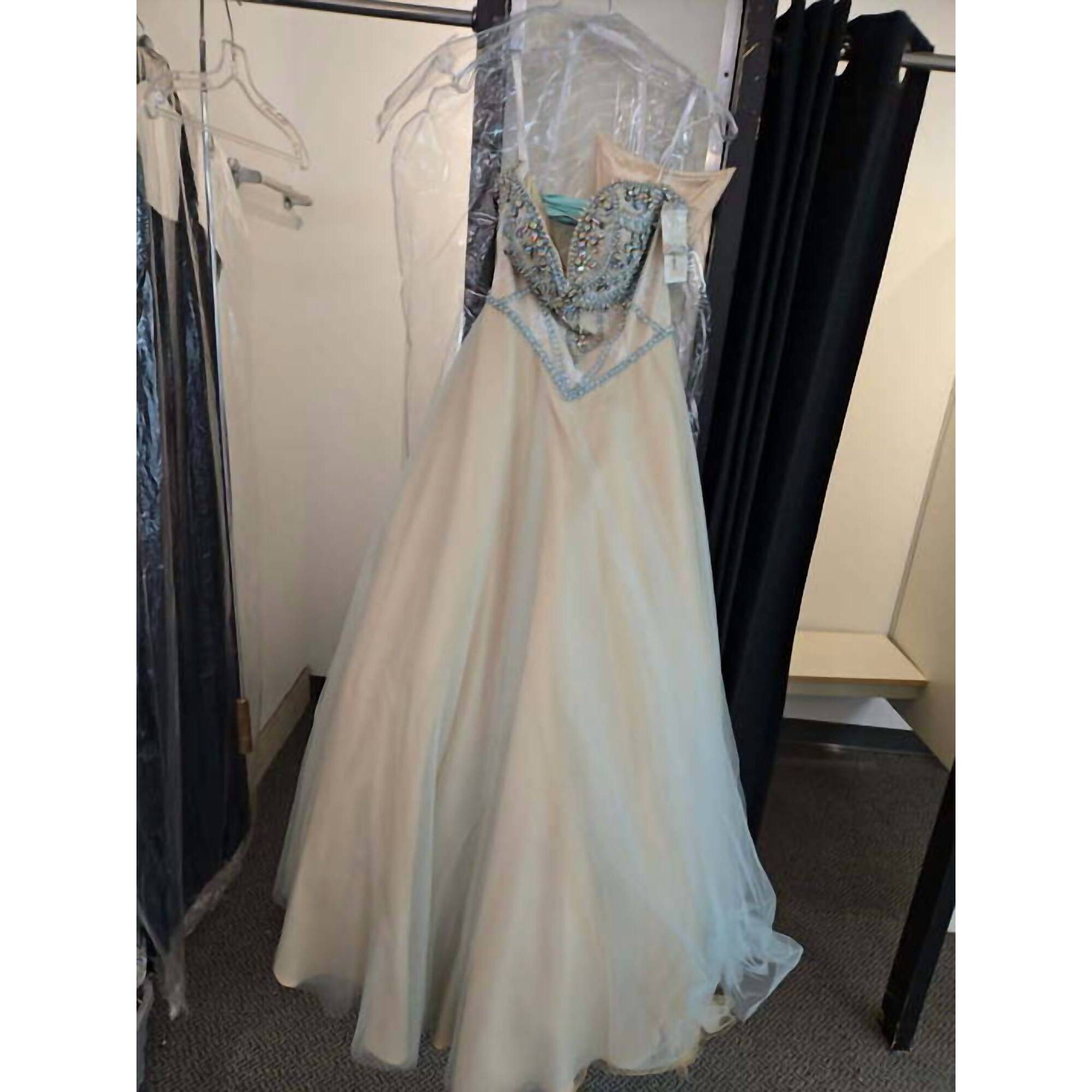 New Karishma Creations Women's Elegant Beaded Corset Formal Gown In Sky